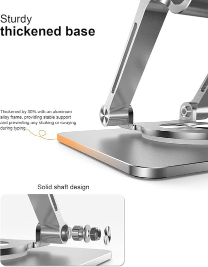 Tablet Stand Holder with Thickened 360°Rotating Base Dual Rod Adjustable