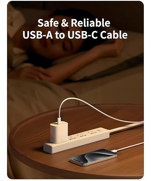 Woven USB-C Cable for Apple iPhone 16 Pro Max CarPlay USB A to USB C Wire USB