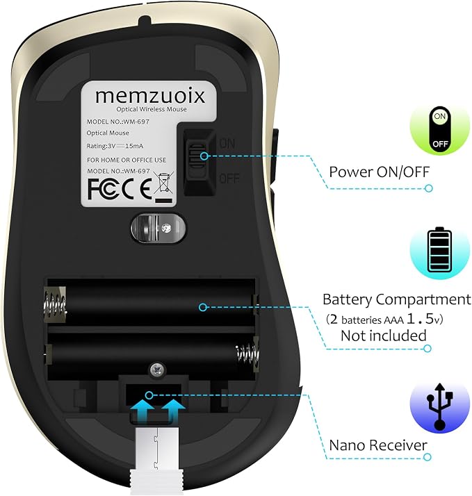 memzuoix 2.4G Wireless Mouse, 1400 DPI Computer Mice