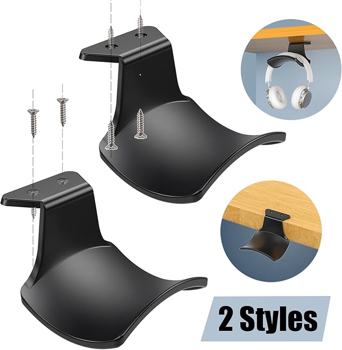 2-Pack Never Fall Headphone Hooks Hanger Wall Mount, Headset Holder Stand