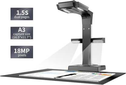 CZUR ET18 Pro Professional Document Scanner, 2nd Gen Auto-Flatten & Deskew Tech