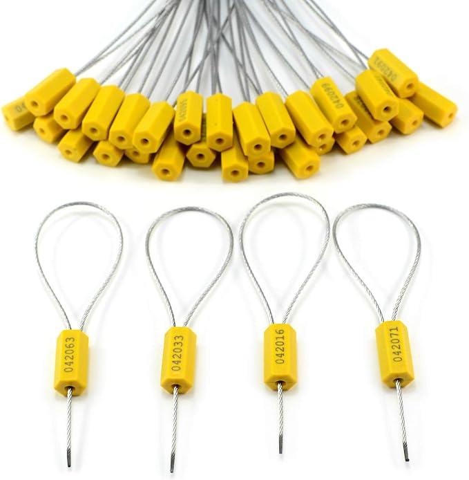 1000PCS Yellow Steel Cable Seal Metal Security Shipping Seal Numbered Truck
