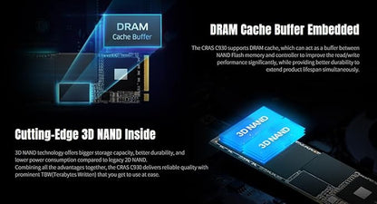 KLEVV CRAS C930 2TB M.2 2280 NVMe PCIe Gen4x4 Internal Gaming SSD Aluminium