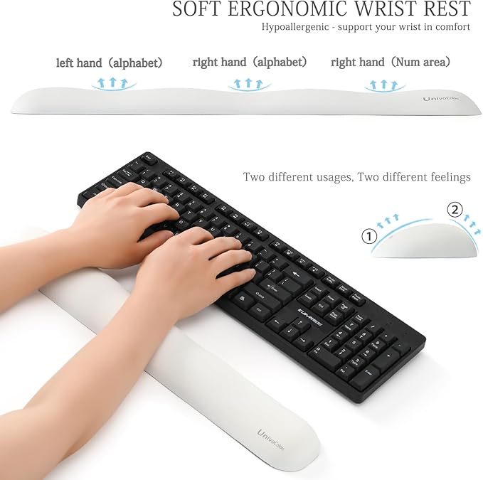 UnivoColors Design-Wave Set of Wrist Rest, Artificial Sheepskin+Memory
