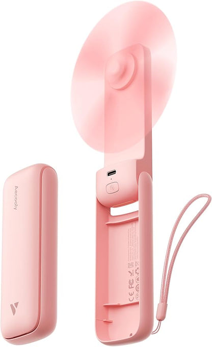 Aecooly Slim Handheld Fan, Mini Thin Portable Fan, Small Rechargeable Pocket