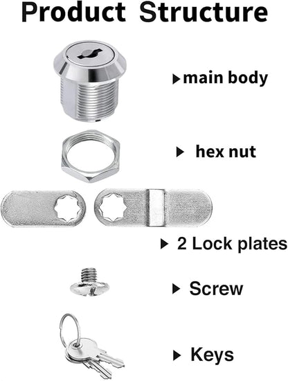 Cabinet Cam Locks Keyed Alike, 5/8'' Fits on 3/8'' Max Door Thickness, Secure