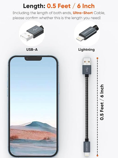 CableCreation Short iPhone Charger Cable 0.5FT/0.15m, USB A to Lightning Cable