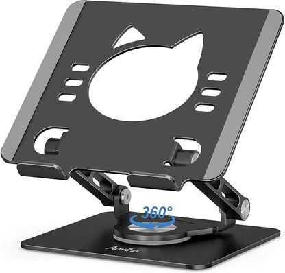 Tablet Stand 360° Rotating Aluminum Holder, Adjustable, Portable and Foldable