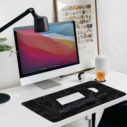 Topographic Mouse Pad Set, Extended Mouse Pad+Keyboard Wrist Rest, Memory Foam