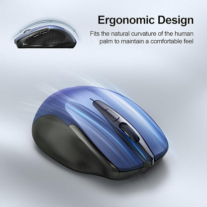 TECKNET Wireless Mouse Silent 4800 DPI Computer USB A & Bluetooth Mouse 6