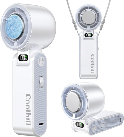Handheld Portable Fan with Ice Cooler: 100-Speed 5500mAh Rechargeable Handheld