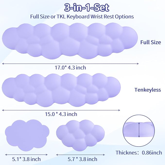 Cloud Wrist Rest Keyboard, Cloud Keyboard Wrist Pad Set