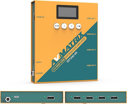 Avmatrix SD1242-4K HDMI Splitter, 1 in 4 Out, HDMI 2.0 interfaces Support