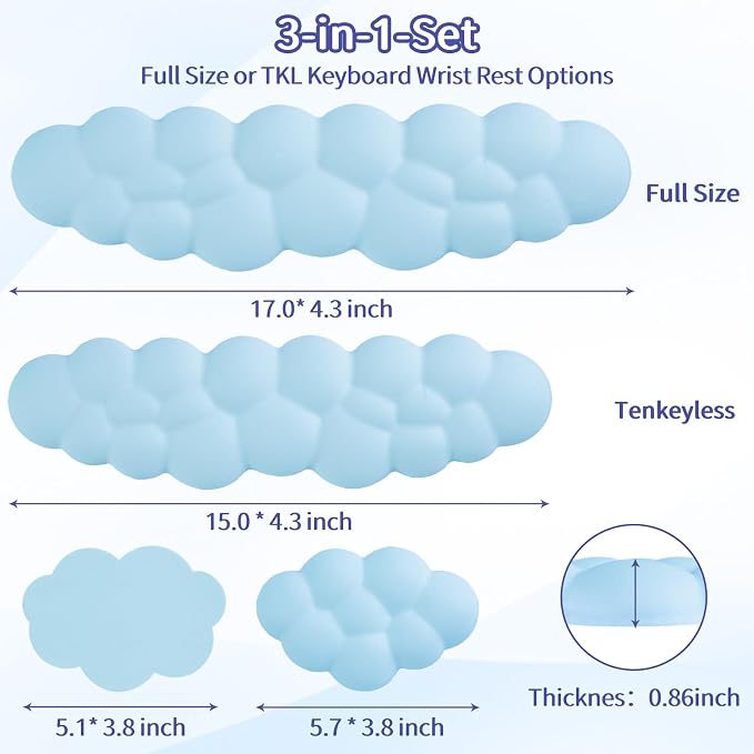 Cloud Wrist Rest Keyboard, Cloud Keyboard Wrist Pad Set
