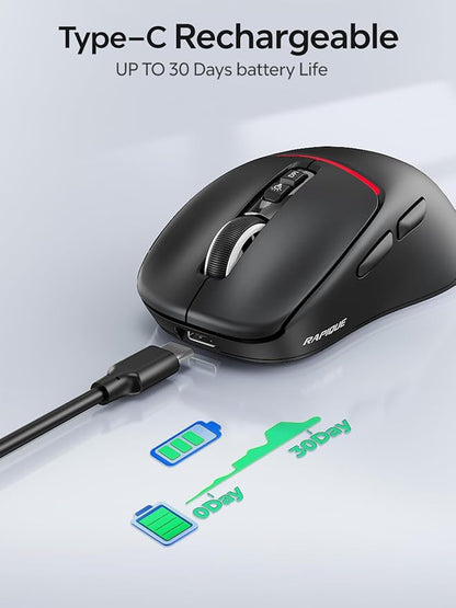 R108 Bluetooth Wireless Mouse – Dual Bluetooth ＆ 2.4GHz USB Receiver, 4 DPI