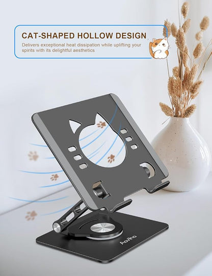 Tablet Stand 360° Rotating Aluminum Holder, Adjustable, Portable and Foldable