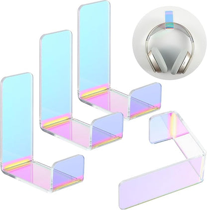 Weewooday 4 Pieces Headphone Hanger Holder Desk Adhesive Headphone Hook Wall