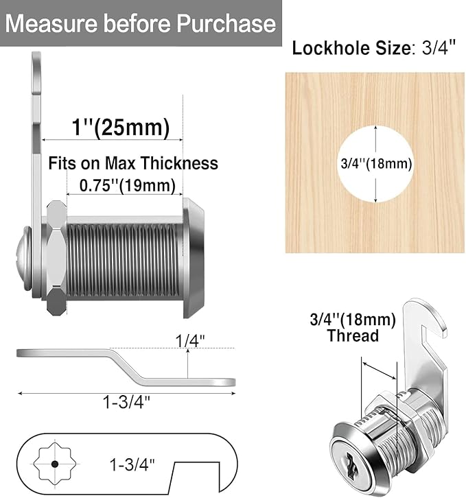 Cam Locks Keyed Alike, Secure File Drawer Mailbox RV Storage Replacement Set