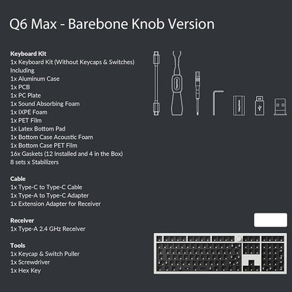 Keychron Q6 Max QMK/VIA Wireless Custom Mechanical Keyboard Barebone Knob