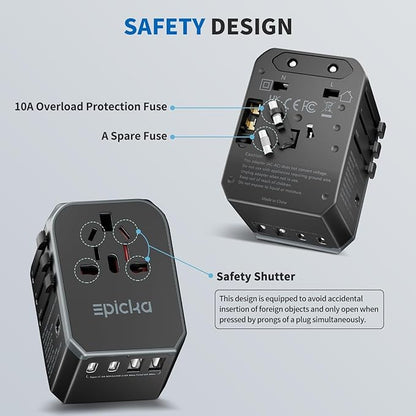 EPICKA Universal Travel Adapter, International Power Adapter