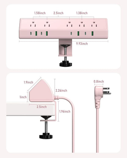 Jgstkcity Desk Clamp Power Strip, 45W Fast Charging Station, 4 USB-C, 4 USB-A