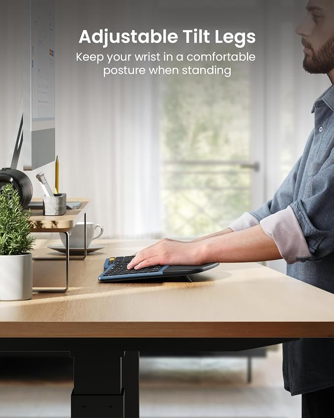 ProtoArc Ergonomic Wireless Keyboard Mouse, EKM01 Plus Full Size Ergo Bluetooth
