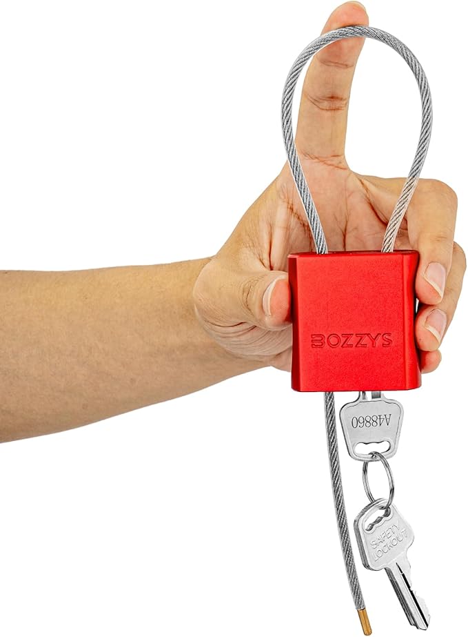 Cable Padlock with 3 Keys | L 1.15ft, D 1/6in Adjustable Steel Cable Lock |