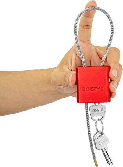 Cable Padlock with 3 Keys | L 1.15ft, D 1/6in Adjustable Steel Cable Lock |