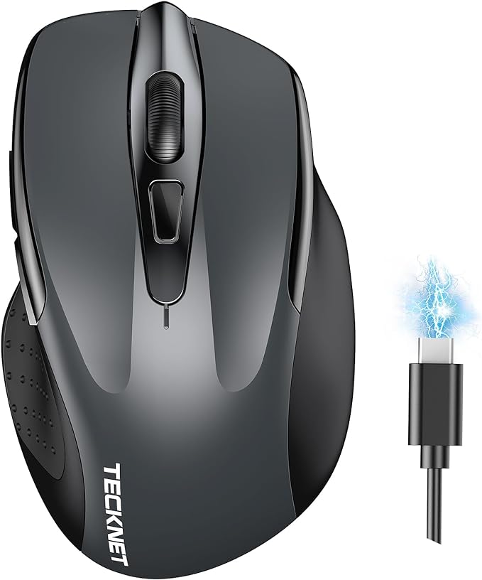 TECKNET Wireless Mouse Rechargeable 4800 DPI Silent USB A & Bluetooth Mouse 6