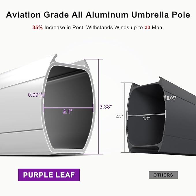 PURPLE LEAF 9ft Patio Umbrella Outdoor Square Umbrella Large Cantilever Umbrella Windproof Offset Heavy Duty Sun for Garden Deck Pool Patio, Beige