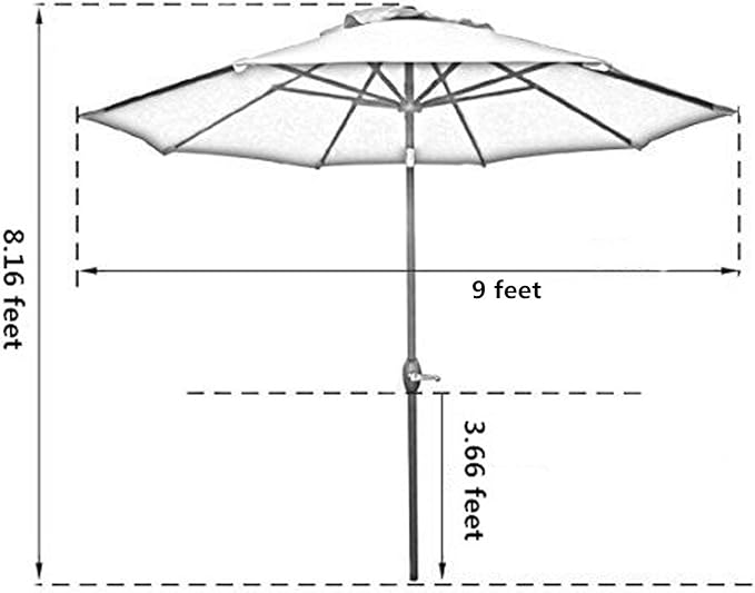 Sunnyglade 9' Patio Umbrella Outdoor Table Umbrella with 8 Sturdy Ribs (Tan)