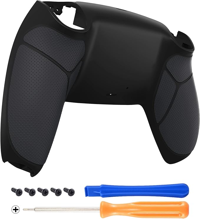 eXtremeRate Black Performance Rubberized Grip Custom Back Plate Bottom Shell