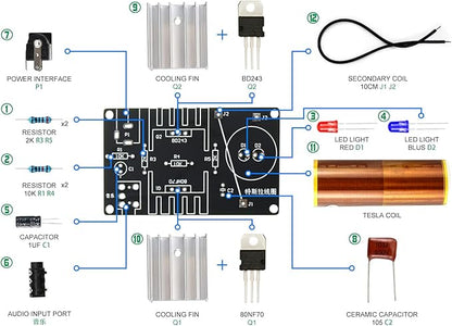 Soldering Practice Kit Music Black Tesla Coil