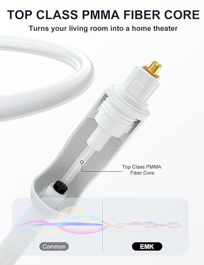 EMK White Optical Audio Cable