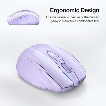 TECKNET Wireless Mouse Rechargeable 4800 DPI Silent USB A & Bluetooth Mouse 6