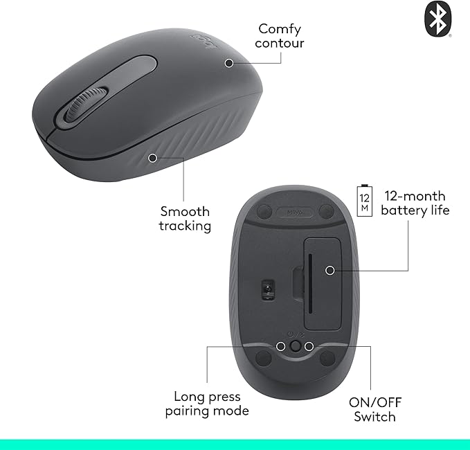 Logitech M196 Bluetooth Wireless Mouse, Compact and Portable Mouse