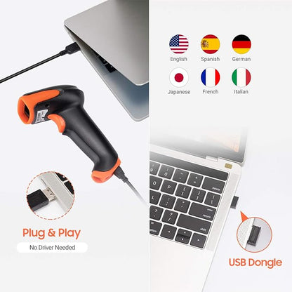 Tera Pro Wireless 2D QR Barcode Scanner 3 in 1 Bluetooth & 2.4GHz Wireless &