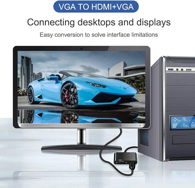 VGA to HDMI VGA Audio Video Cable Adapter Converter Splitter