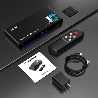 HDMI 2.1 Switch 4 in 1 Out 8K@60Hz 4K@120Hz, 4 Ports HDMI Switcher Selector