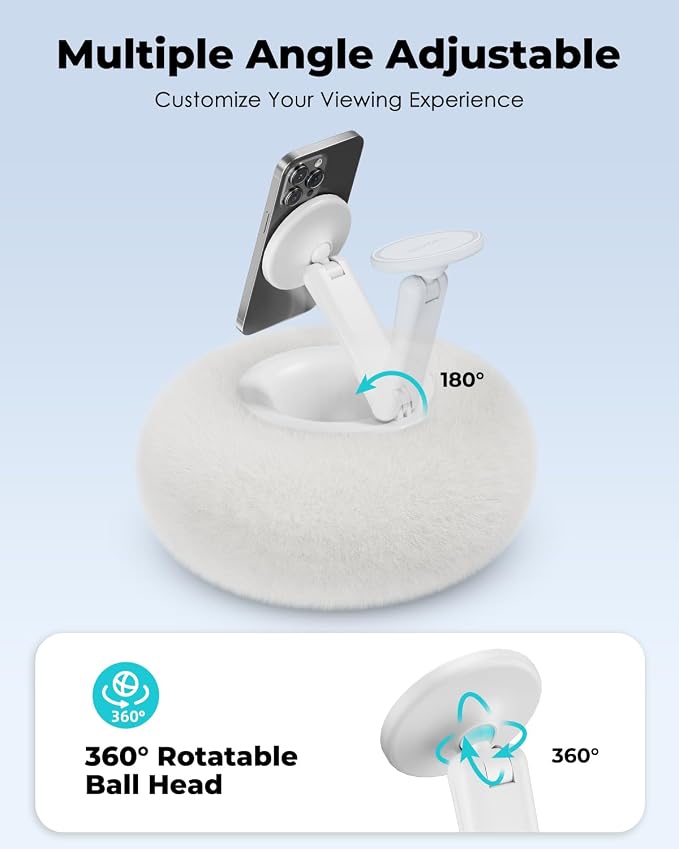 Viozon Phone Holder for Bed, Magnetic Pillow Stand, Compatible