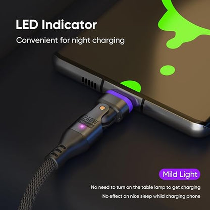 240W Rotating USBC to USB C Magnetic Data Cable, 3ft