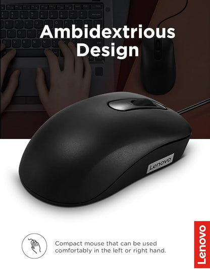Lenovo 100 Wired USB Computer Mouse