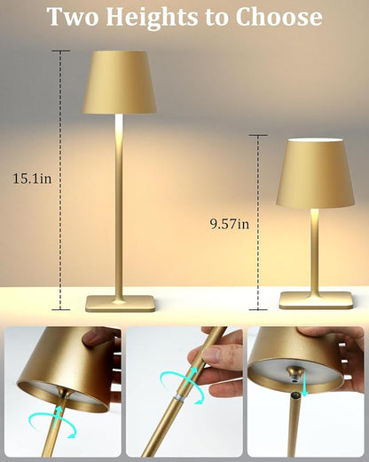 2 Pack Rechargeable Table Lamps, Outdoor Table Lights, Waterproof, Portable