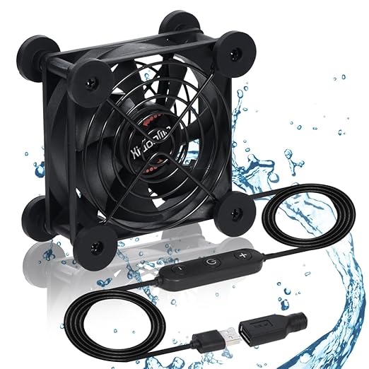 Quiet 80mm Fan with 10 Speed USB 5V DC 12V IPX5 Waterproof Cooling Fan
