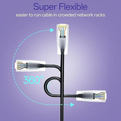 Cat6a Patch Cables 1ft Slim, Cat6 Ethernet Patch Cable Pure Copper, Flexible