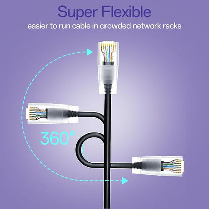 Cat6a Patch Cables 3ft Slim, Cat6 Ethernet Patch Cable Pure Copper, Flexible