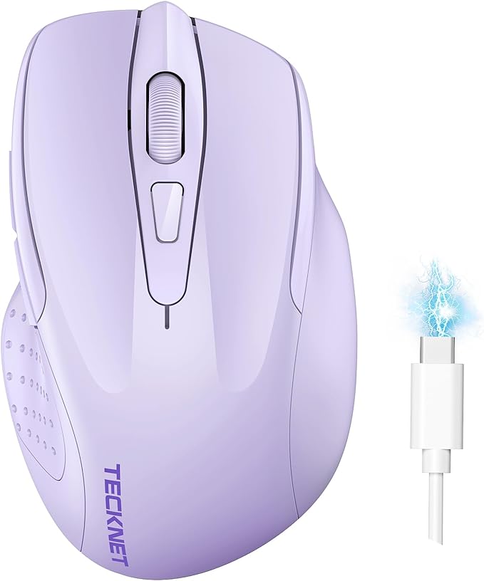 TECKNET Wireless Mouse Rechargeable 4800 DPI Silent USB A & Bluetooth Mouse 6