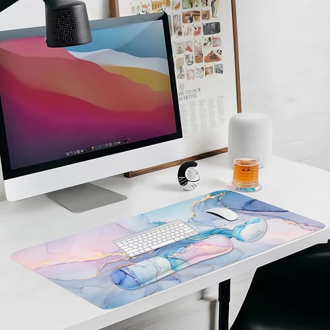 Large Mouse Pad Desk Dad, 4-in-1 Keyboard Wrist Rest Pad & Wrist Support Mouse