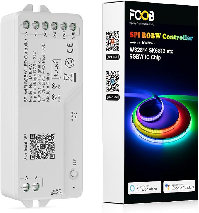 2.4G WiFi SPI RGBW LED Controller DR04W, Smart Life/Tuya App, Alexa & Google