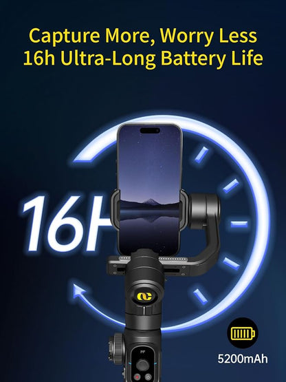 Gimbal Stabilizer for Smartphone, 3-Axis Industry-Standard Gimbal w/360°Rotation